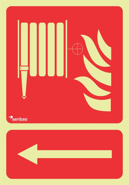 Señal de señales contra incendios IN008: BOCA DE INCENDIO FLECHA IZQUIERDA
