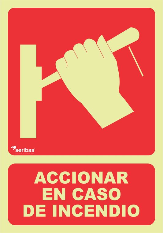 Señal de señales contra incendios IN018: ACCIONAR EN CASO DE INCENDIO