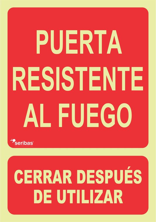 Señal de señales contra incendios IN019: PUERTA RESISTENTE AL FUEGO