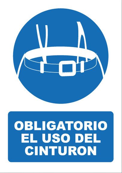 Señal de señales de obligación OB011: OBLIGATORIO EL USO DEL CINTURÓN