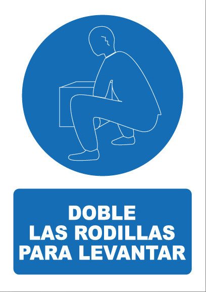 Señal de señales de obligación OB039: DOBLE LAS RODILLAS PARA LEVANTAR