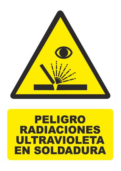 Señal de señales de peligro PG007: PELIGRO RADIACIONES ULTRAVIOLETA EN SOLDADURA