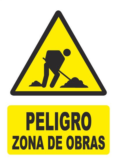 Señal de señales de peligro PG038: PELIGRO ZONA DE OBRAS