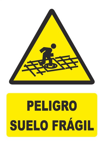Señal de señales de peligro PG044: PELIGRO SUELO FRÁGIL