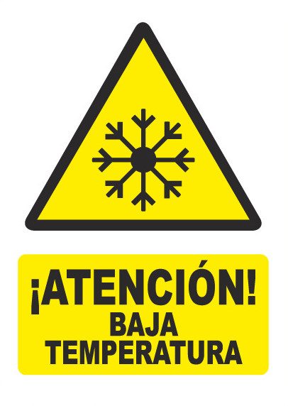 Señal de señales de peligro PG056: ATENCIÓN BAJA TEMPERATURA