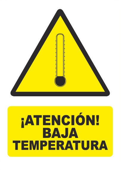 Señal de señales de peligro PG057: ATENCIÓN BAJA TEMPERATURA