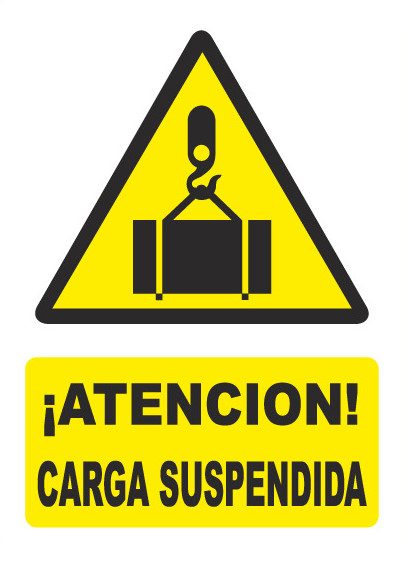 Señal de señales de peligro PG059: ATENCIÓN CARGA SUSPENDIDA