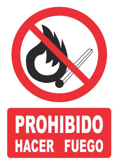 Señal de señales de prohibición PH030: PROHIBIDO HACER FUEGO