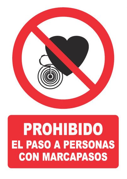 Señal de señales de prohibición PH051: PROHIBIDO EL PASO A PERSONAS CON MARCAPASOS