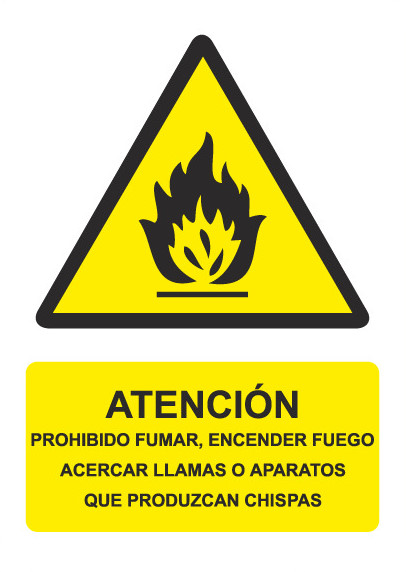 ATENCION PROHIBIDO FUMAR ENCENDER FUEGO  PG012